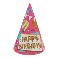 Колпак бумажный "С Днем рождения" шары и гирлянды, 1 шт